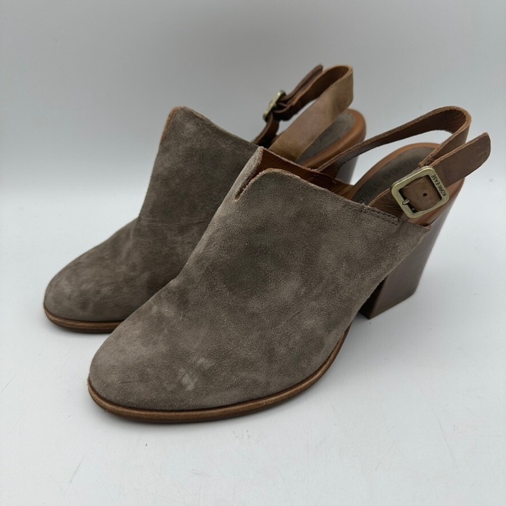 Kork-Ease‎ Slingback Clogs Womens 7 Brown Suede Block Heel Mules K66922